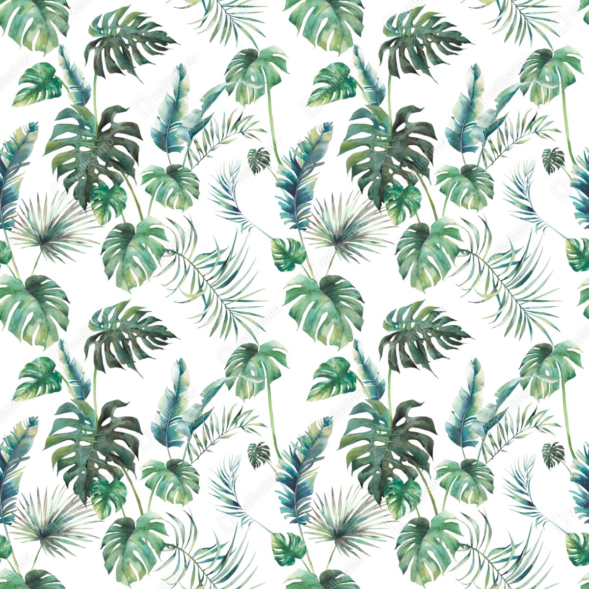 Naklejka na szafę akwarelowy wzór tropikalnych liści – Wallissimo® Naklejka na szafę akwarelowy wzór tropikalnych liści – Wallissimo®