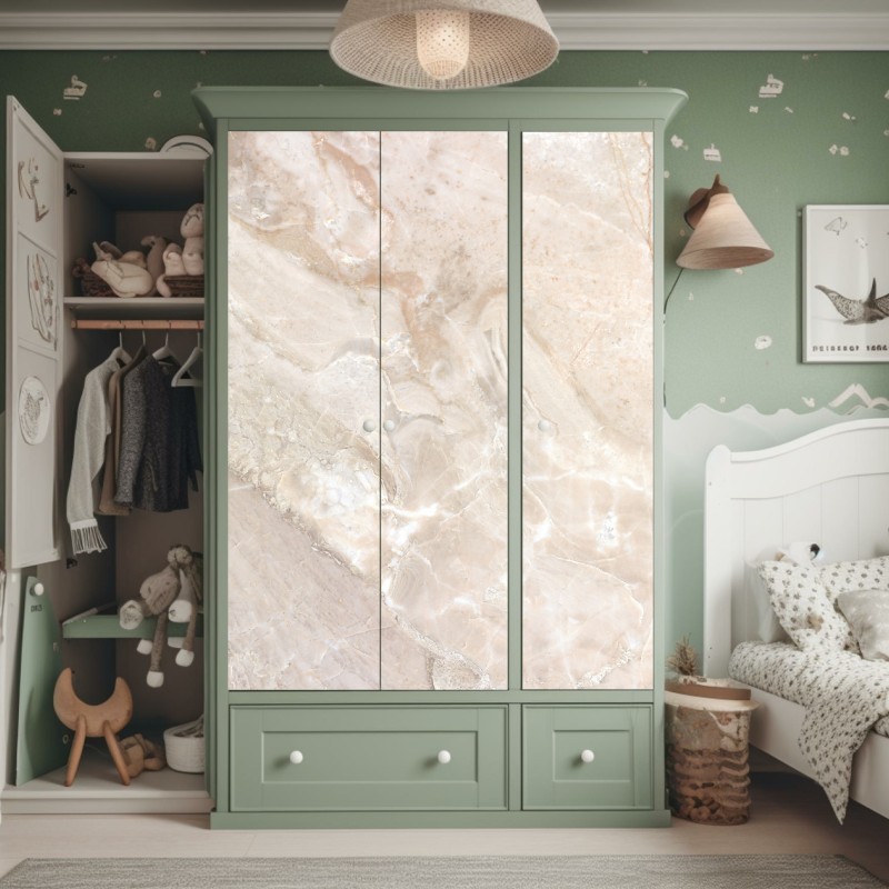 Naklejka na szafę beżowa tekstura marmuru – Wallissimo® Naklejka na szafę beżowa tekstura marmuru – Wallissimo®