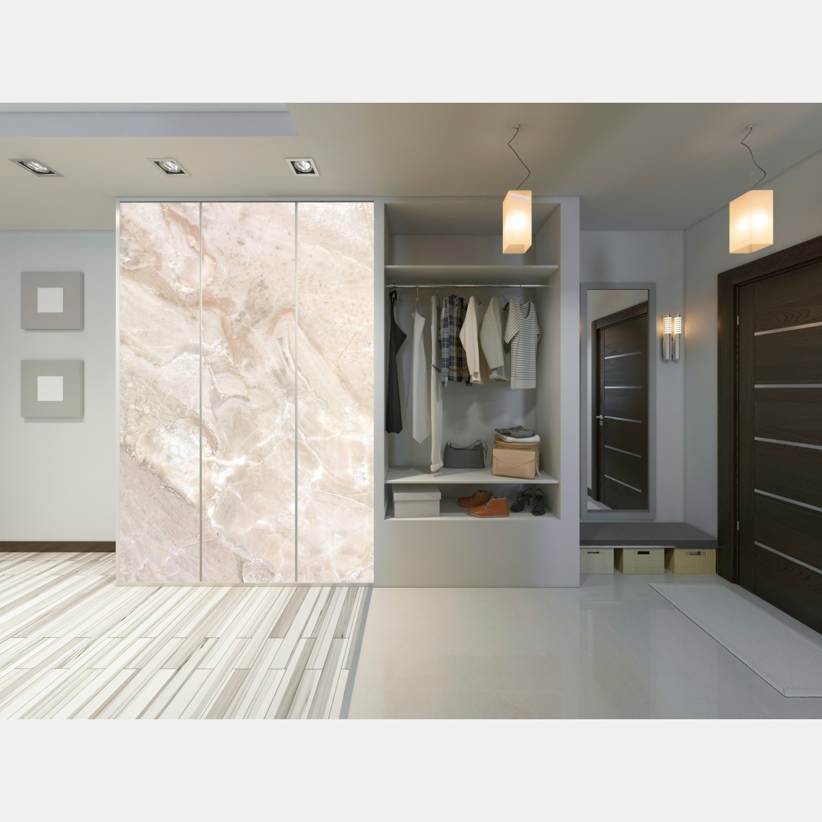 Naklejka na szafę beżowa tekstura marmuru – Wallissimo® Naklejka na szafę beżowa tekstura marmuru – Wallissimo®