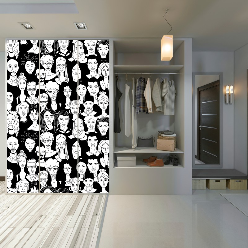 Naklejka na szafę wzór z różnorodnymi twarzami – Wallissimo® Naklejka na szafę wzór z różnorodnymi twarzami – Wallissimo®