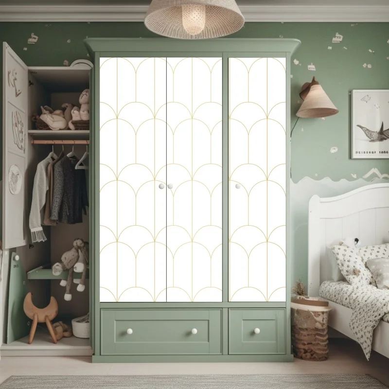 Naklejka na szafę złoty art deco łukowy wzór – Wallissimo® Naklejka na szafę złoty art deco łukowy wzór – Wallissimo®