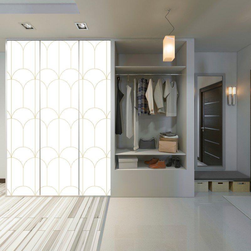 Naklejka na szafę złoty art deco łukowy wzór – Wallissimo® Naklejka na szafę złoty art deco łukowy wzór – Wallissimo®