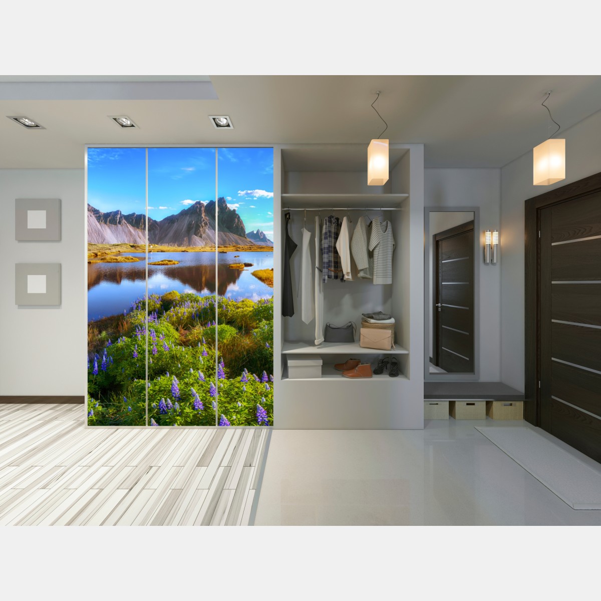 Naklejka na szafę żywe łubinowe łąki przy Vestrahorn, Islandia – Wallissimo® Naklejka na szafę żywe łubinowe łąki przy Vestrahorn, Islandia – Wallissimo®