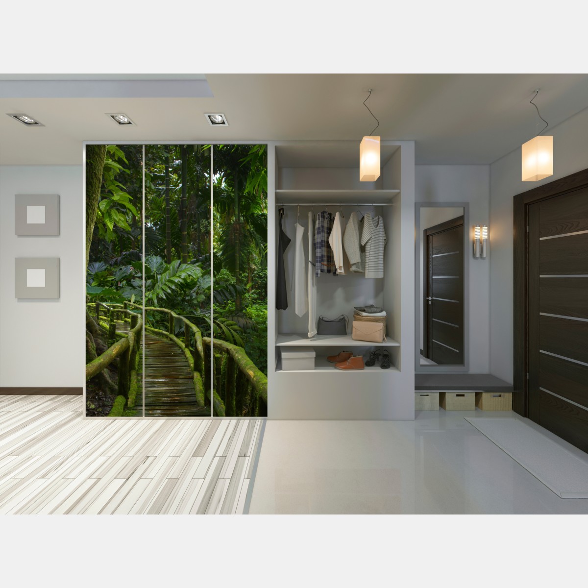 Naklejka na szafę spokojna kładka w dżungli przez bujny las deszczowy – Wallissimo® Naklejka na szafę spokojna kładka w dżungli przez bujny las deszczowy – Wallissimo®