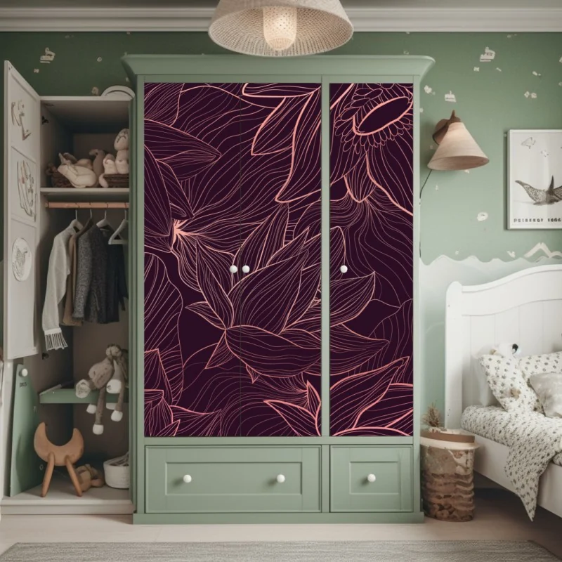 Naklejka na szafę luksusowy złoty abstrakcyjny wzór fal – Wallissimo®