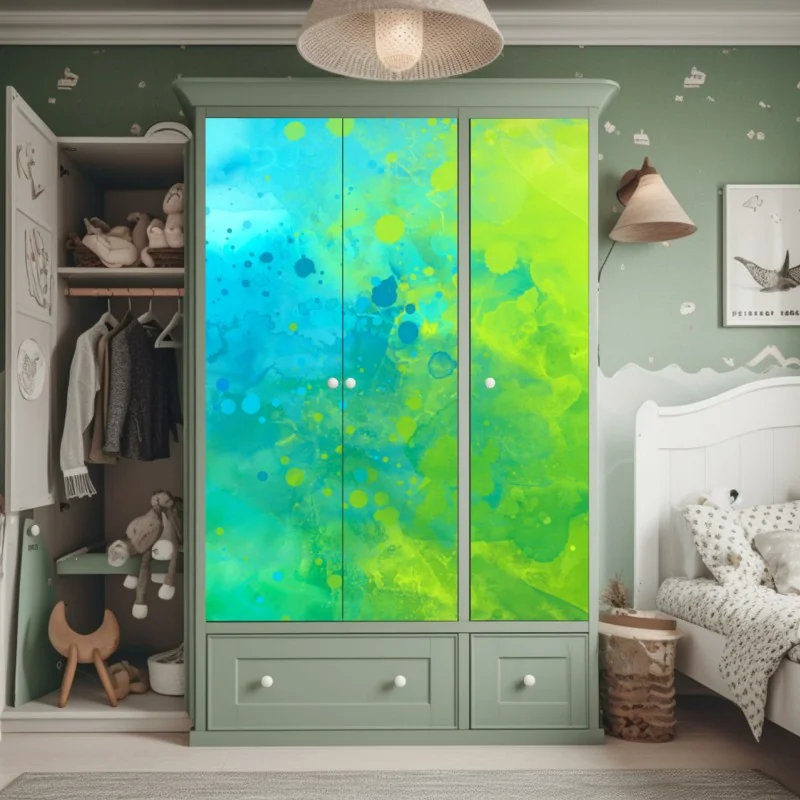 Naklejka na szafę luksusowy złoty wzór kwiatowy na granacie – Wallissimo®