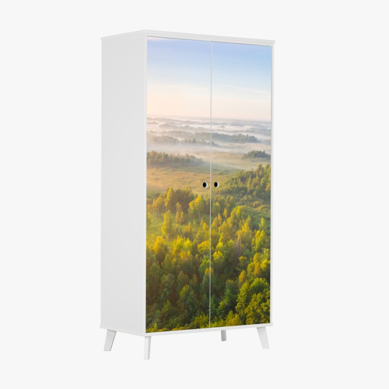 Naklejka na szafę tropikalny zachód słońca z palmami – Wallissimo®