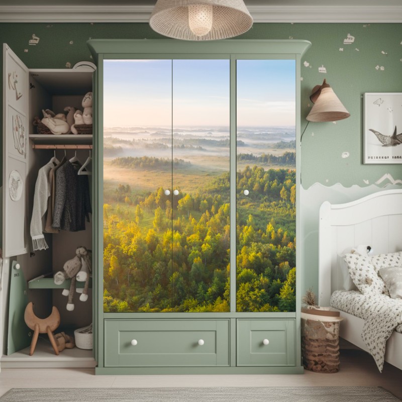 Naklejka na szafę tropikalny zachód słońca z palmami – Wallissimo®