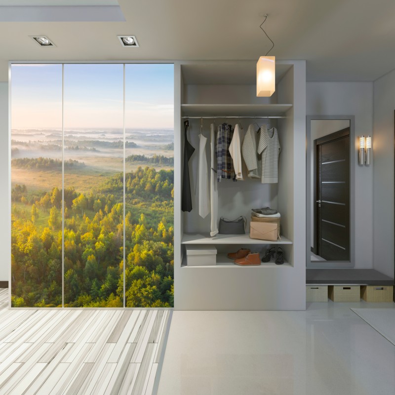 Naklejka na szafę mglista poranna w bagnie Zvanets – Wallissimo® Naklejka na szafę mglista poranna w bagnie Zvanets – Wallissimo®