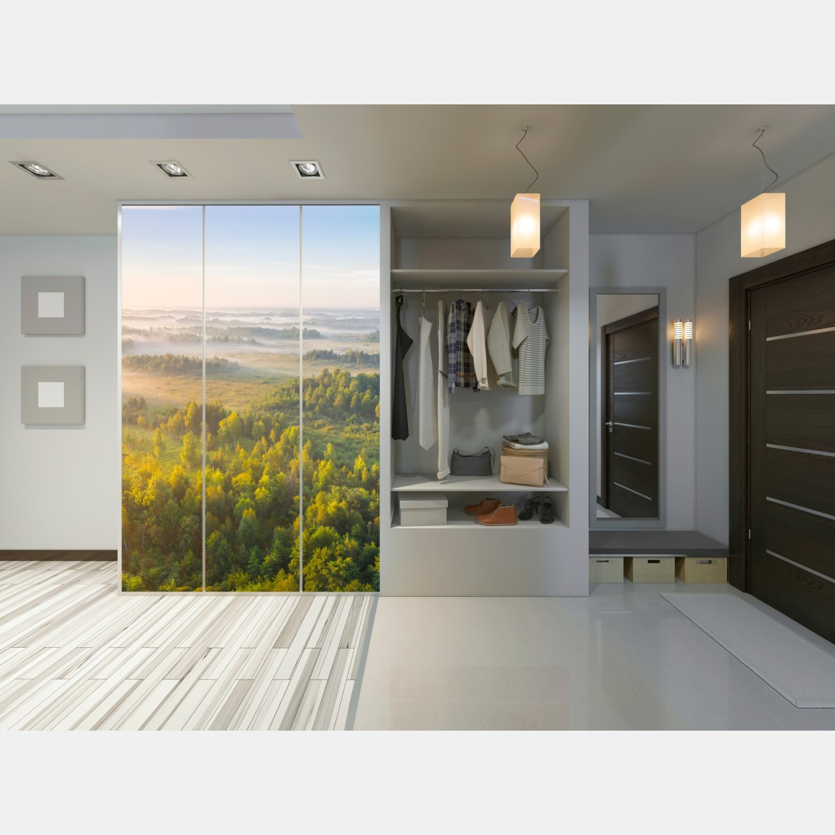 Naklejka na szafę mglista poranna w bagnie Zvanets – Wallissimo® Naklejka na szafę mglista poranna w bagnie Zvanets – Wallissimo®