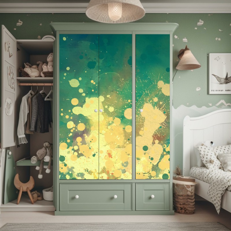 Naklejka na szafę żywy zachód słońca z palmami – Wallissimo®