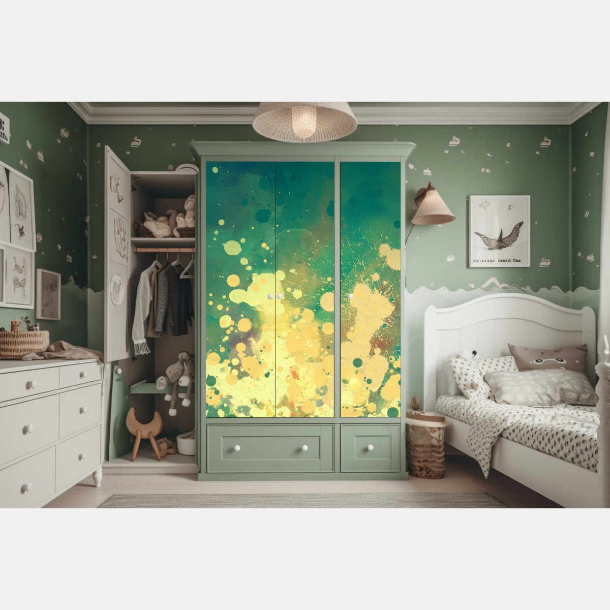 Naklejka na szafę turkusowy wybuch akwareli abstrakcja – Wallissimo® Naklejka na szafę turkusowy wybuch akwareli abstrakcja – Wallissimo®