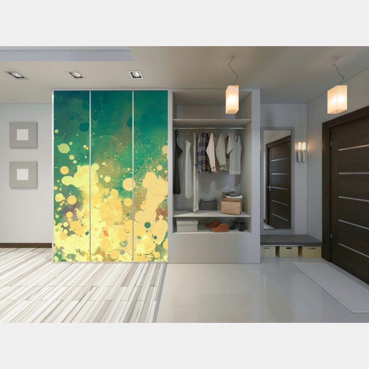 Naklejka na szafę turkusowy wybuch akwareli abstrakcja – Wallissimo® Naklejka na szafę turkusowy wybuch akwareli abstrakcja – Wallissimo®