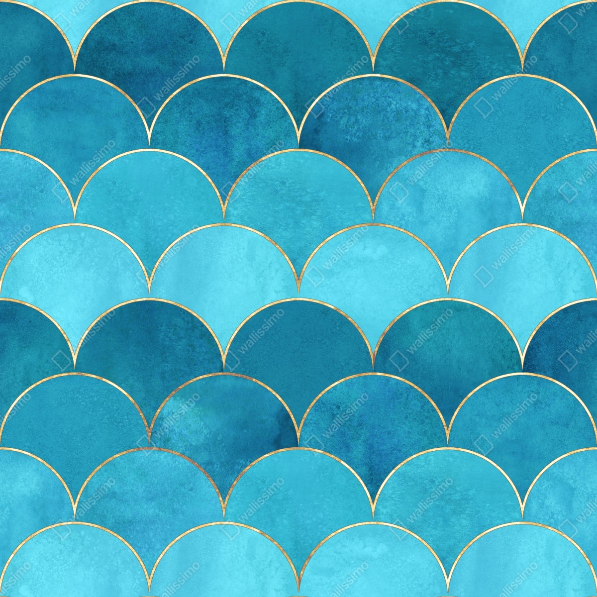Naklejka na szafę turkusowy wzór łusek z złotymi detalami – Wallissimo® Naklejka na szafę turkusowy wzór łusek z złotymi detalami – Wallissimo®
