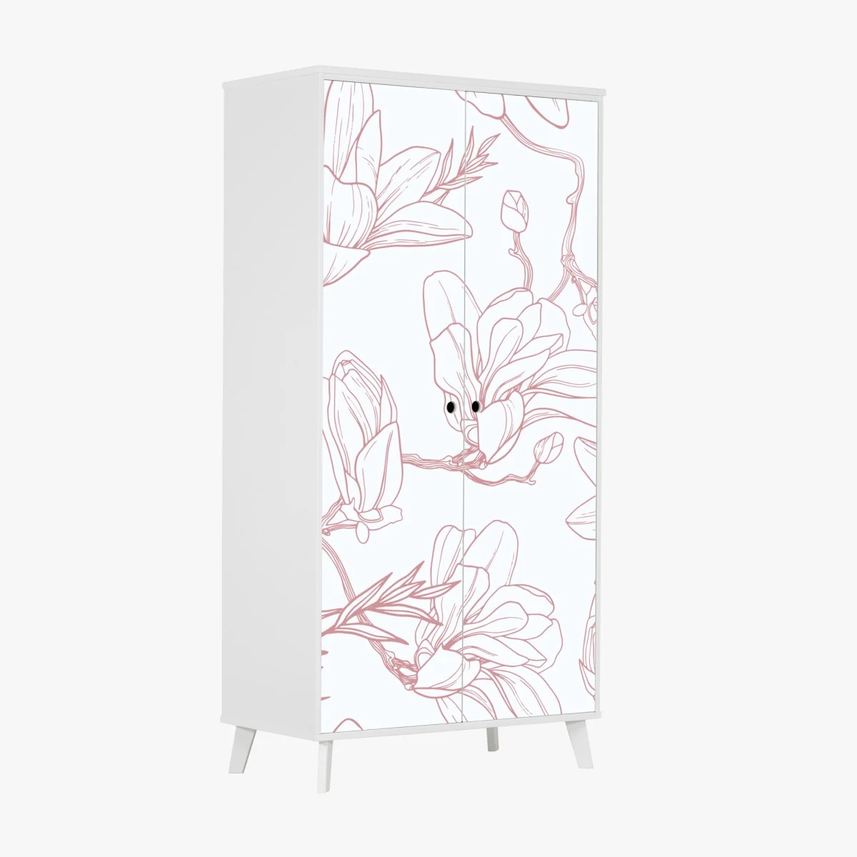 Naklejka na szafę delikatny wzór magnolii w miękkim różu – Wallissimo® Naklejka na szafę delikatny wzór magnolii w miękkim różu – Wallissimo®