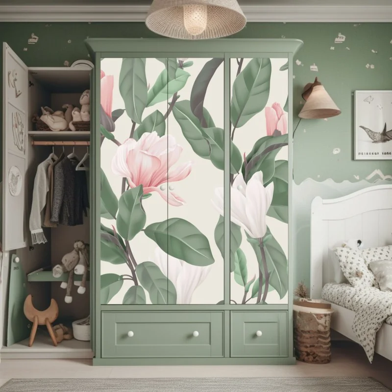 Naklejka na szafę wzór tropikalnych liści – Wallissimo®