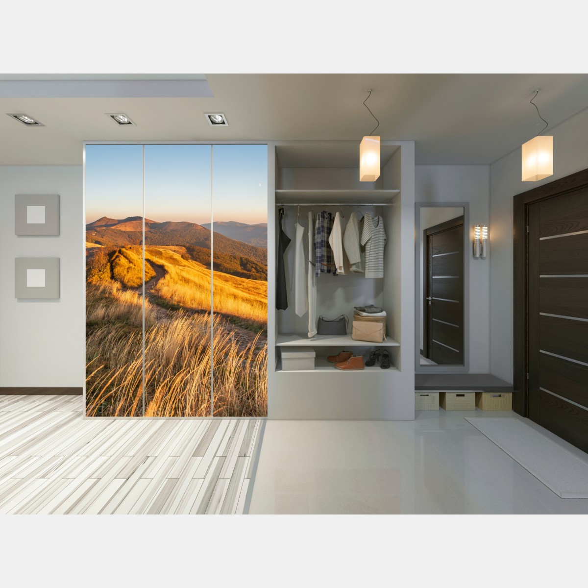 Naklejka na szafę złota grzęda górska o zachodzie słońca – Wallissimo® Naklejka na szafę złota grzęda górska o zachodzie słońca – Wallissimo®