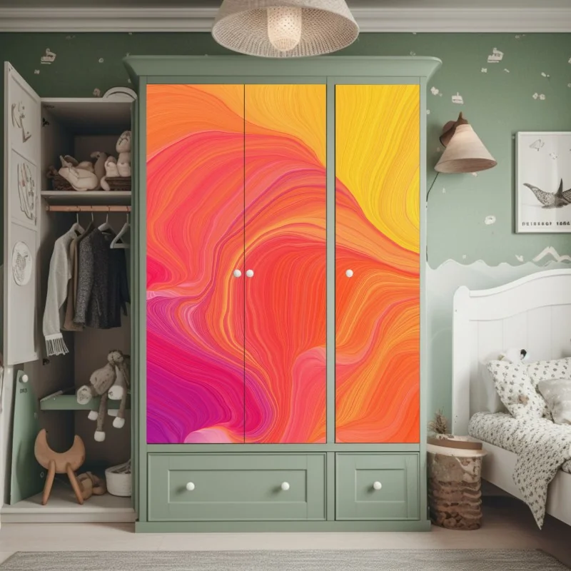 Naklejka na szafę beżowa tekstura marmuru z białymi żyłami – Wallissimo®