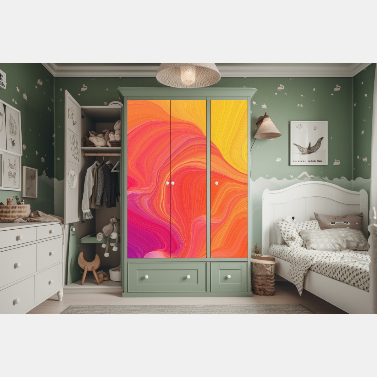 Naklejka na szafę żywe falujące kolory – Wallissimo® Naklejka na szafę żywe falujące kolory – Wallissimo®