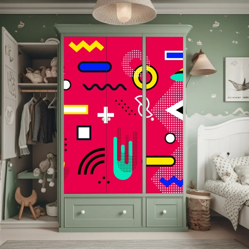 Naklejka na szafę luksusowy złoty wzór kwiatowy na granacie – Wallissimo®