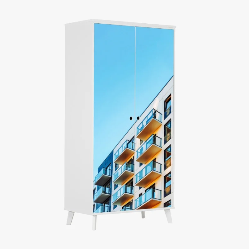 Naklejka na szafę nowoczesny budynek mieszkalny z balkonami