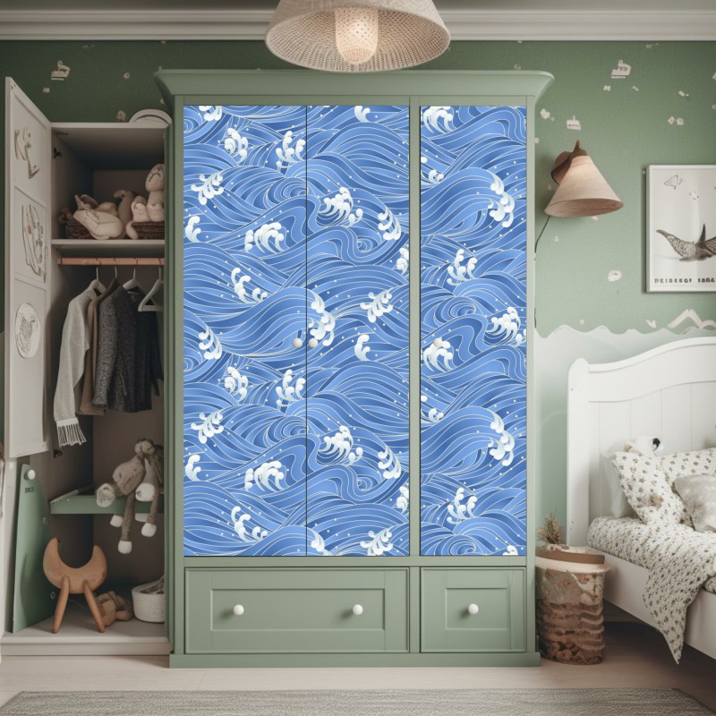 Naklejka na szafę głęboka niebieska tekstura marmuru – Wallissimo®