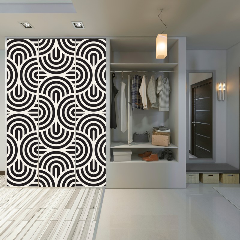 Naklejka na szafę czarno-biały geometryczny wzór – Wallissimo® Naklejka na szafę czarno-biały geometryczny wzór – Wallissimo®