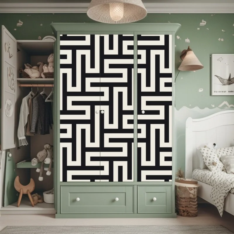 Naklejka na szafę mglista łódź przy górskim jeziorze – Wallissimo®