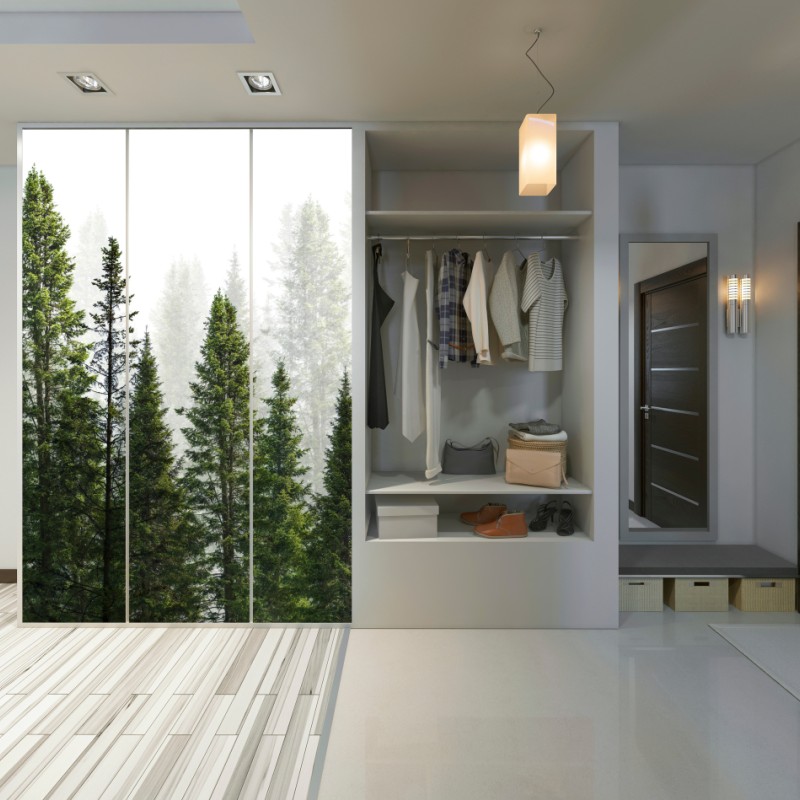 Naklejka na szafę mglisty las jodłowy – Wallissimo® Naklejka na szafę mglisty las jodłowy – Wallissimo®