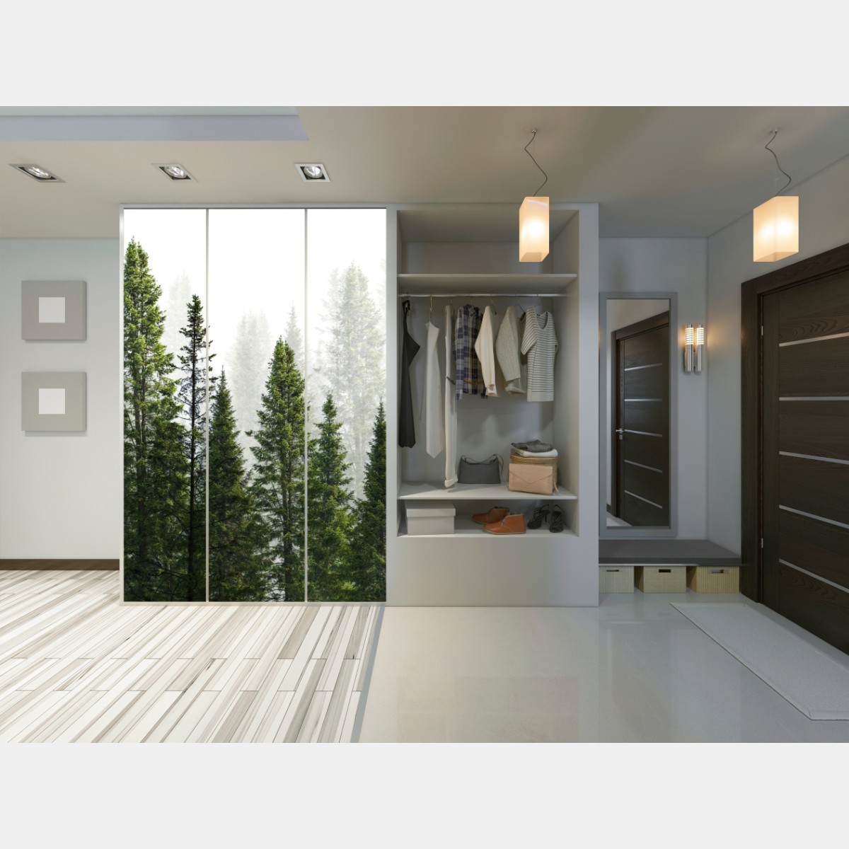 Naklejka na szafę mglisty las jodłowy – Wallissimo® Naklejka na szafę mglisty las jodłowy – Wallissimo®