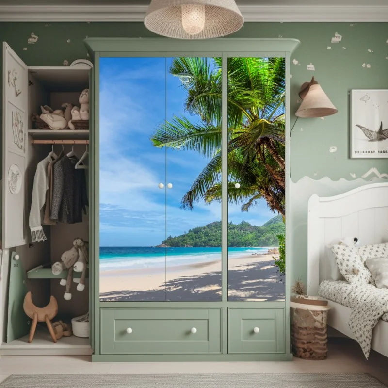 Naklejka na szafę słoneczna uliczka wioski śródziemnomorskiej – Wallissimo®