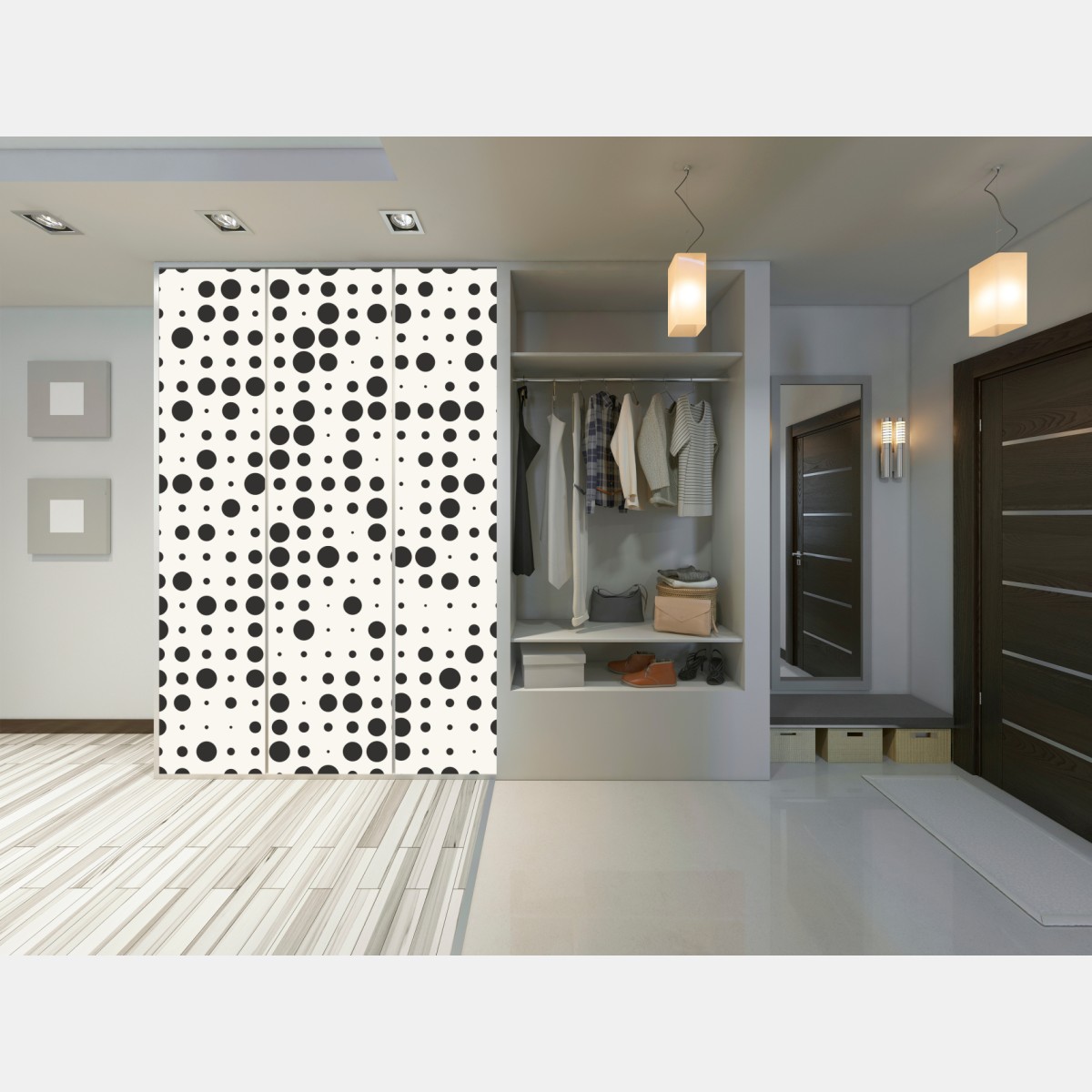 Naklejka na szafę minimalistyczny wzór kropek – Wallissimo® Naklejka na szafę minimalistyczny wzór kropek – Wallissimo®