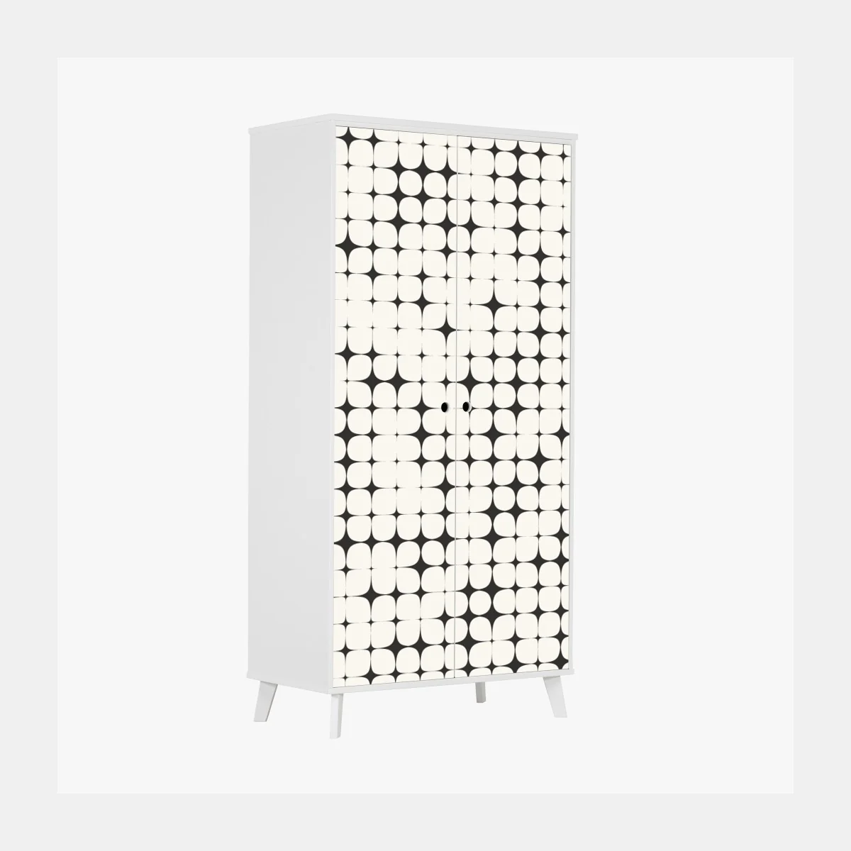 Naklejka na szafę monochromatyczny geometryczny wzór z kropkami – Wallissimo® Naklejka na szafę monochromatyczny geometryczny wzór z kropkami – Wallissimo®