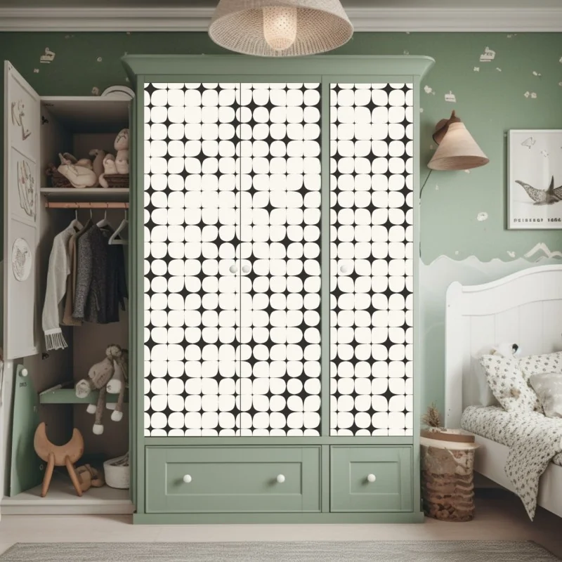 Naklejka na szafę wzór butelek piwa w stylu pop art na zielonym tle – Wallissimo®