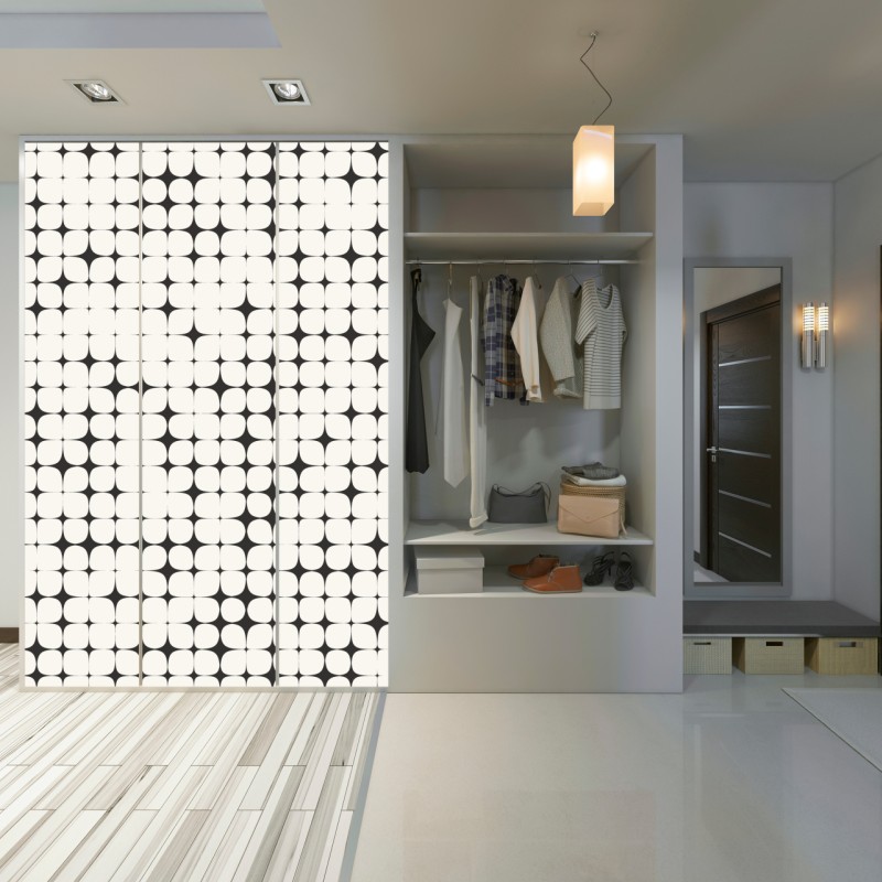 Naklejka na szafę monochromatyczny geometryczny wzór z kropkami – Wallissimo® Naklejka na szafę monochromatyczny geometryczny wzór z kropkami – Wallissimo®