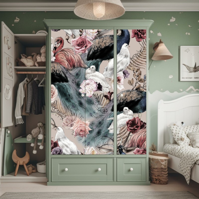 Naklejka na szafę mglisty most wiszący prowadzący w mgłę – Wallissimo®