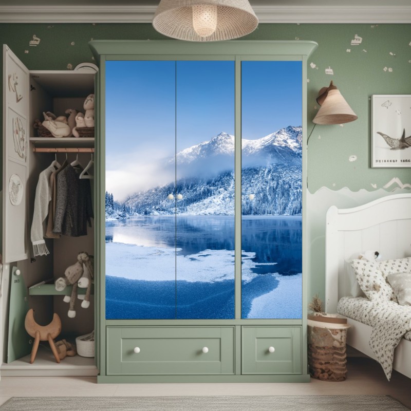 Naklejka na szafę spokojna zimowa panorama Alp – Wallissimo® Naklejka na szafę spokojna zimowa panorama Alp – Wallissimo®