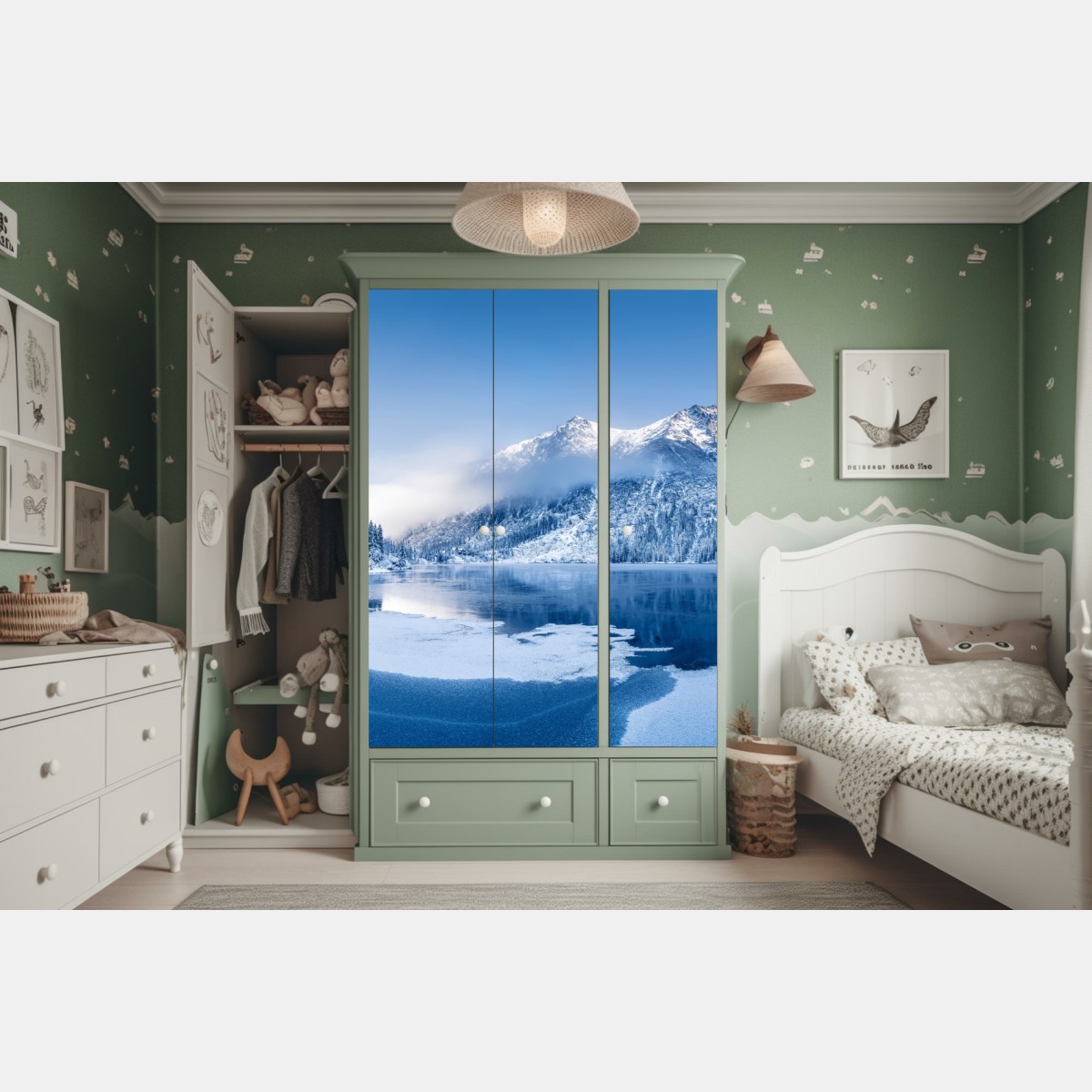 Naklejka na szafę spokojna zimowa panorama Alp – Wallissimo® Naklejka na szafę spokojna zimowa panorama Alp – Wallissimo®