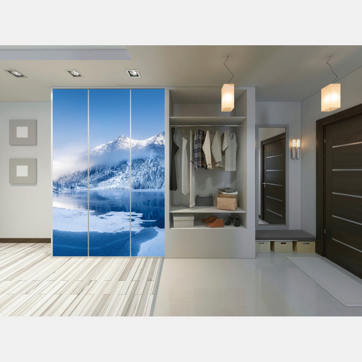 Naklejka na szafę spokojna zimowa panorama Alp – Wallissimo® Naklejka na szafę spokojna zimowa panorama Alp – Wallissimo®