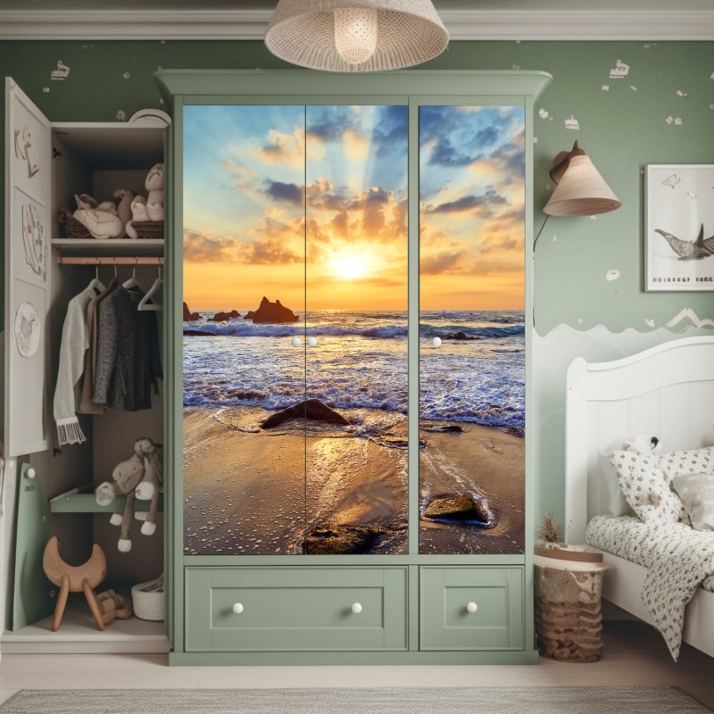 Naklejka na szafę mglisty las sosnowy z Alzacji – Wallissimo®