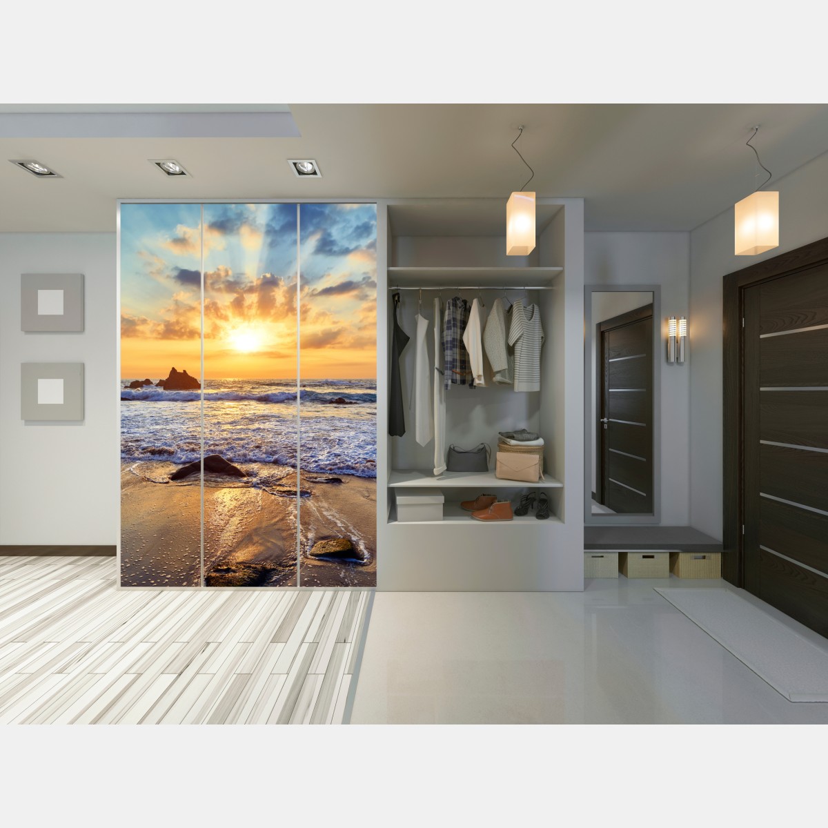 Naklejka na szafę zachód słońca nad skalistym wybrzeżem – Wallissimo® Naklejka na szafę zachód słońca nad skalistym wybrzeżem – Wallissimo®