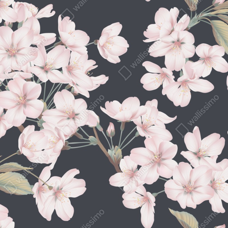 Naklejka na szafę delikatny wzór kwiatów wiśni – Wallissimo® Naklejka na szafę delikatny wzór kwiatów wiśni – Wallissimo®