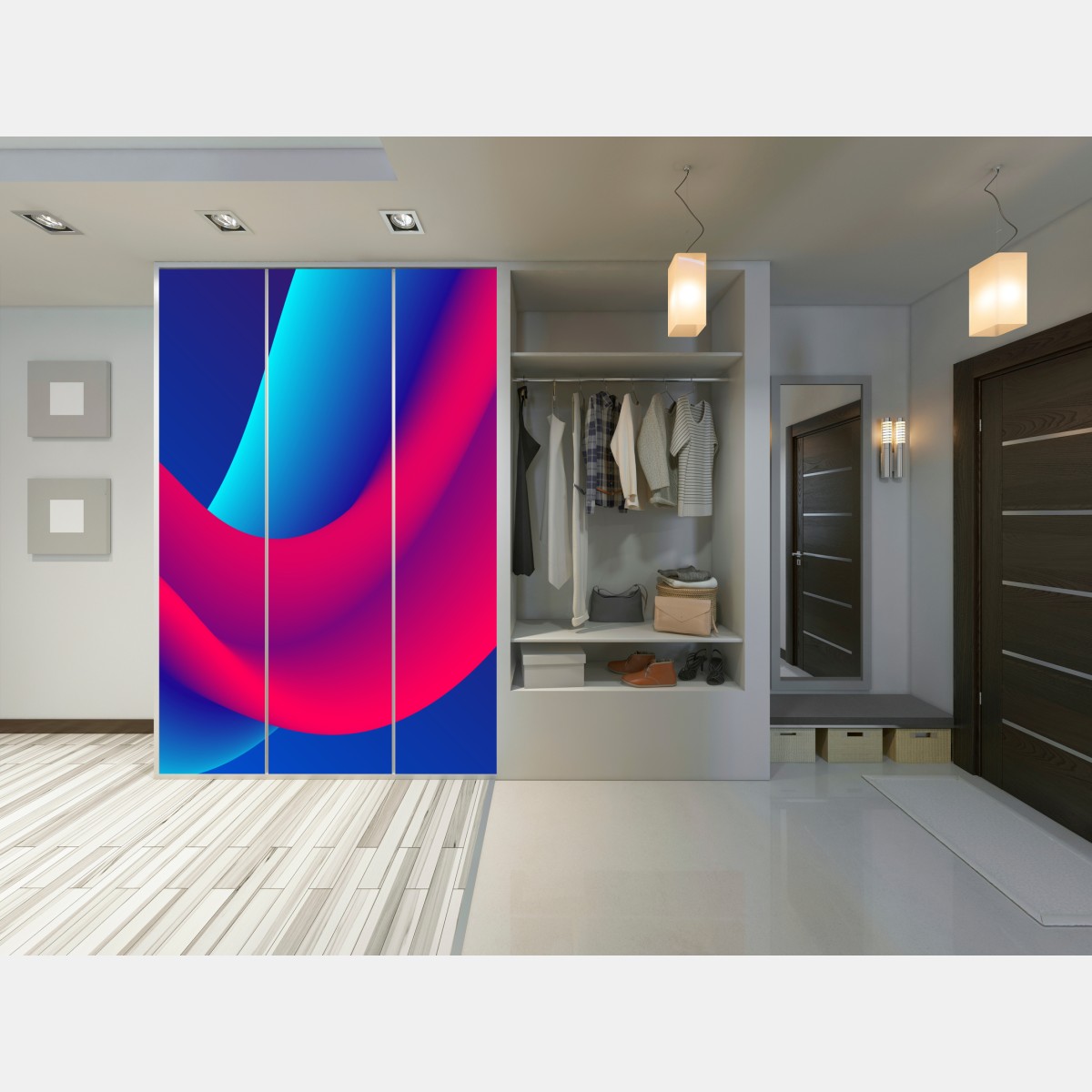 Naklejka na szafę żywe falujące gradienty – Wallissimo® Naklejka na szafę żywe falujące gradienty – Wallissimo®