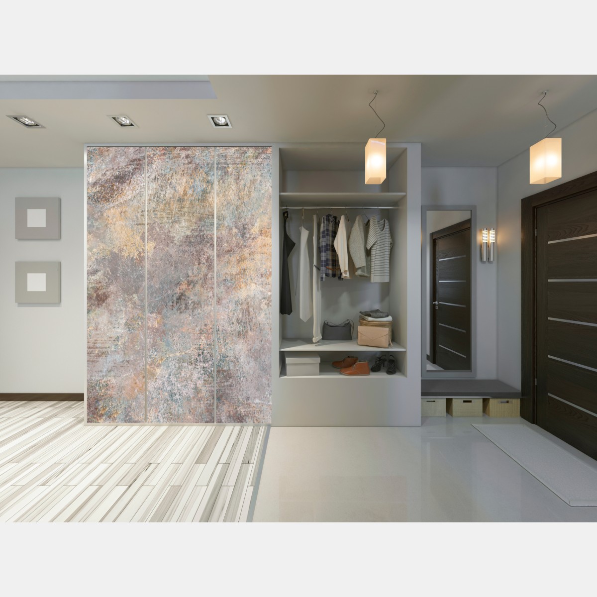 Naklejka na szafę subtelna teksturowana abstrakcja w ciepłych neutralnych tonach – Wallissimo® Naklejka na szafę subtelna teksturowana abstrakcja w ciepłych neutralnych tonach – Wallissimo®