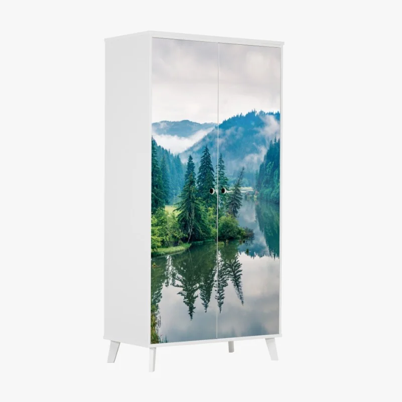 Naklejka na szafę beżowa tekstura marmuru z naturalnymi żyłami – Wallissimo®