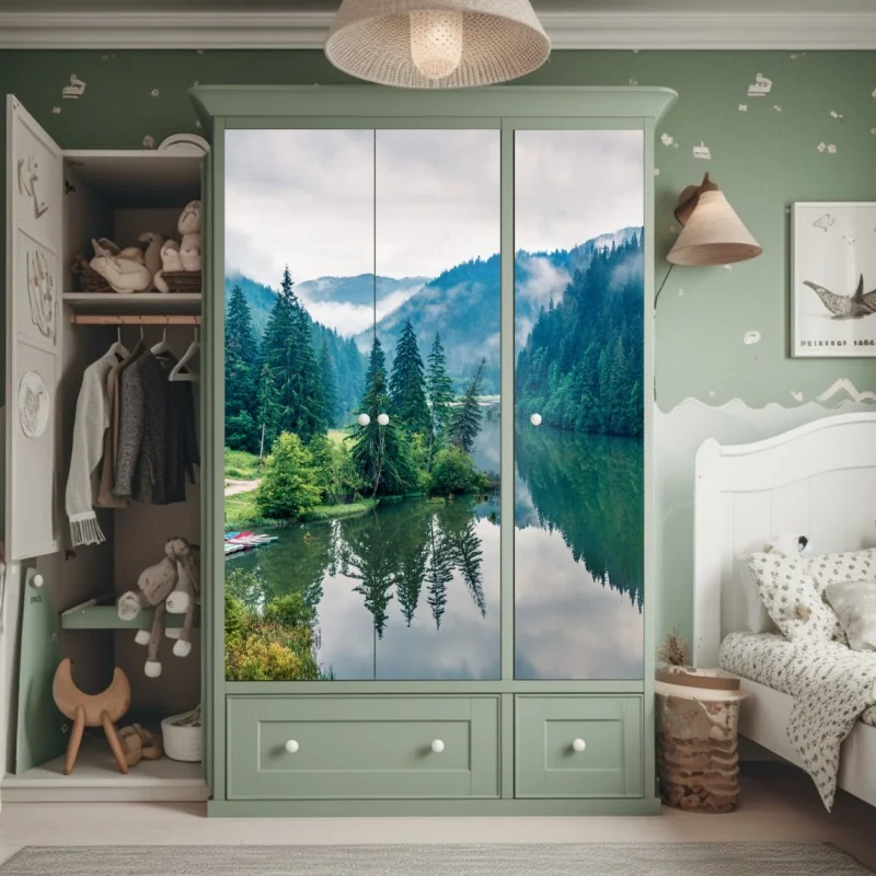 Naklejka na szafę beżowa tekstura marmuru z naturalnymi żyłami – Wallissimo®