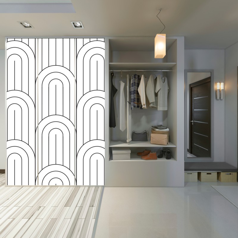Naklejka na szafę monochromatyczny wzór łuków – Wallissimo® Naklejka na szafę monochromatyczny wzór łuków – Wallissimo®