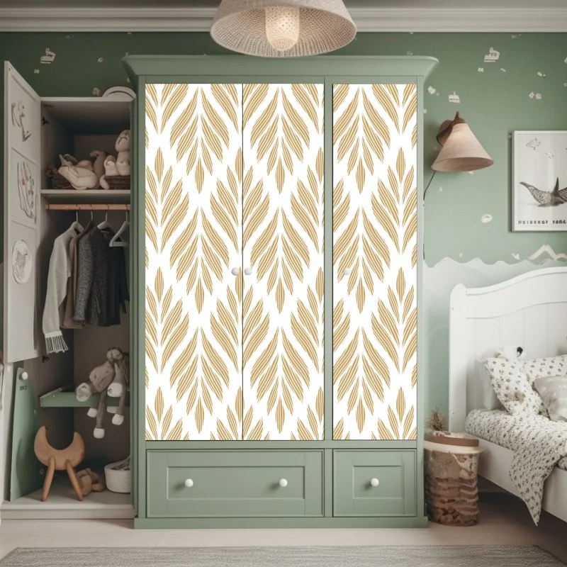 Naklejka na szafę abstrakcyjny wzór złotych fal – Wallissimo®