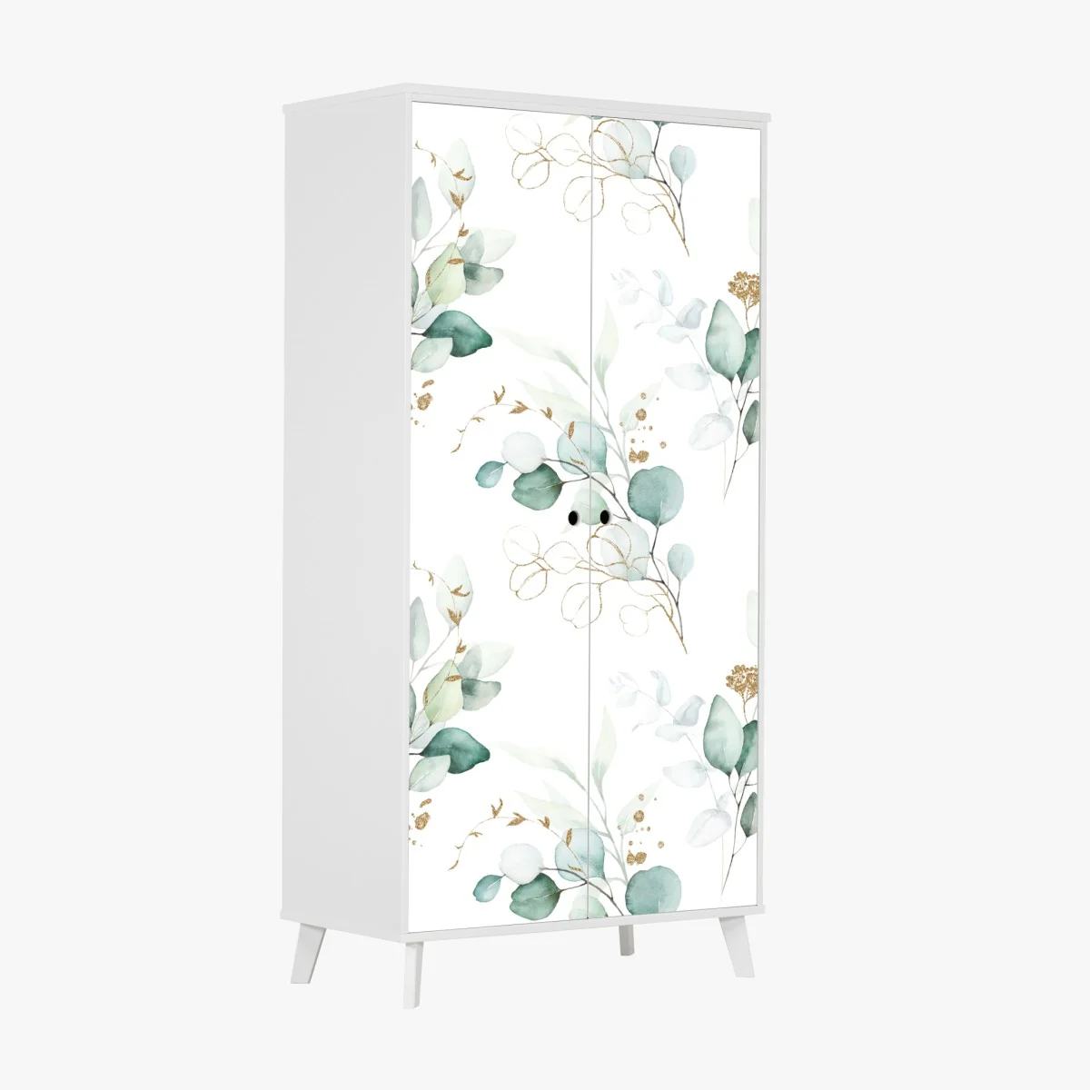 Naklejka na szafę akwarelowy wzór eukaliptusa w zieleni – Wallissimo® Naklejka na szafę akwarelowy wzór eukaliptusa w zieleni – Wallissimo®