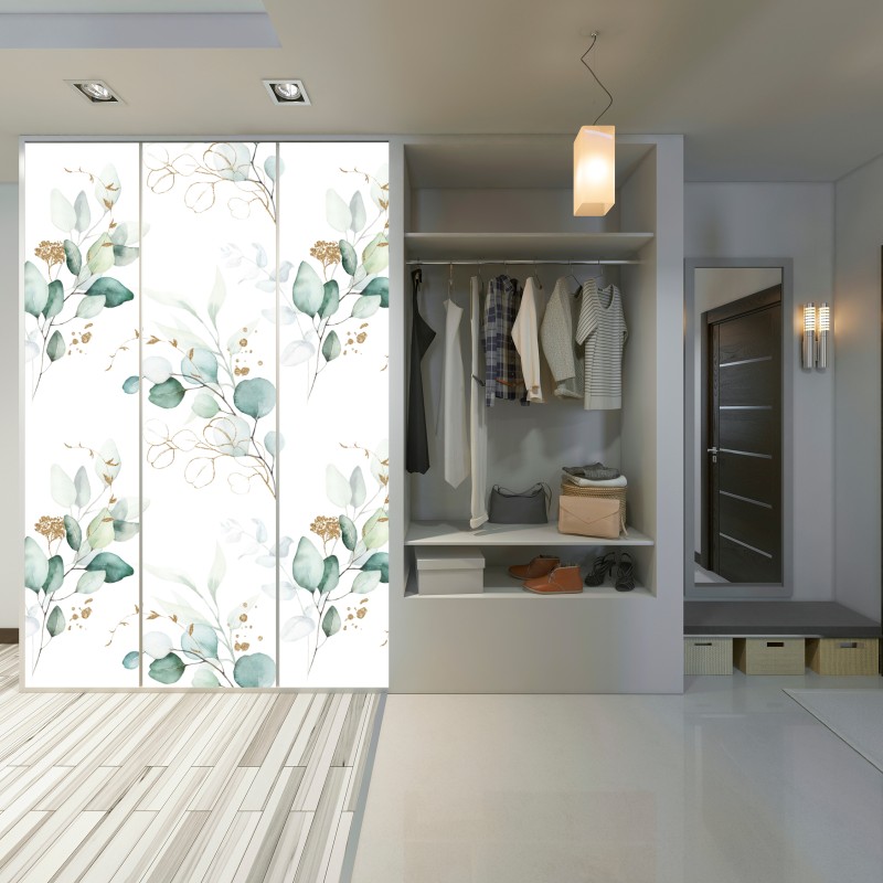 Naklejka na szafę akwarelowy wzór eukaliptusa w zieleni – Wallissimo® Naklejka na szafę akwarelowy wzór eukaliptusa w zieleni – Wallissimo®